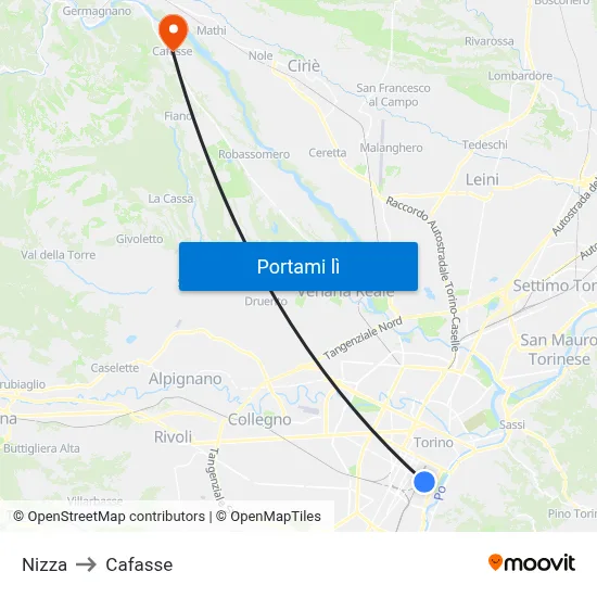 Nizza to Cafasse map