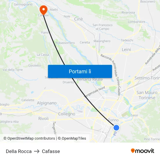 Della Rocca to Cafasse map