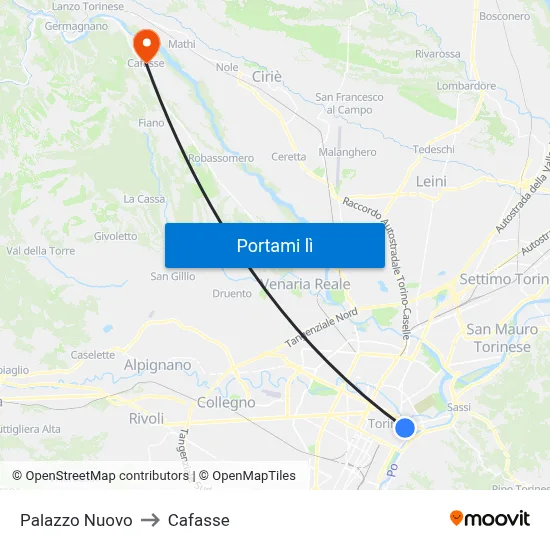 Palazzo Nuovo to Cafasse map