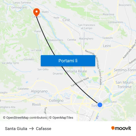 Santa Giulia to Cafasse map