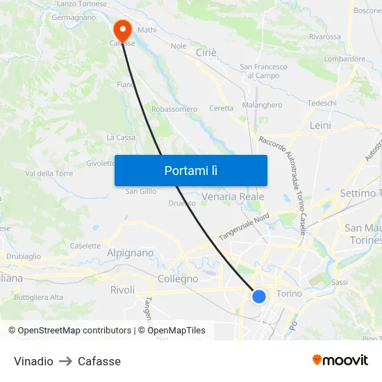 Vinadio to Cafasse map