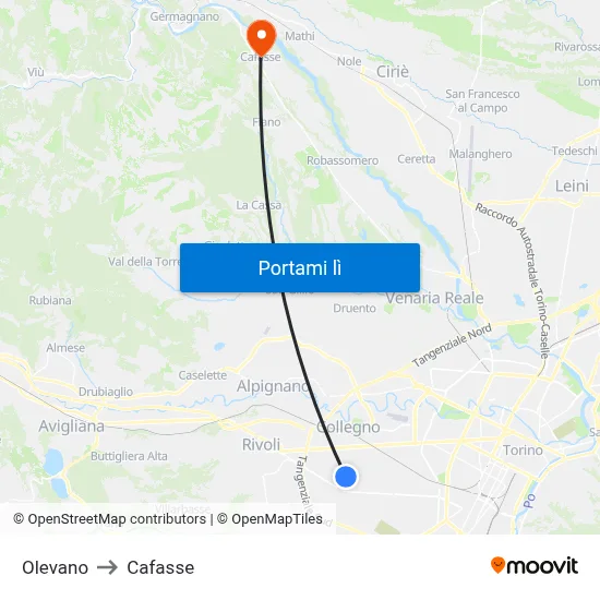Olevano to Cafasse map