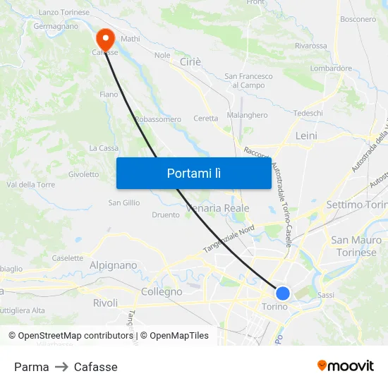 Parma to Cafasse map