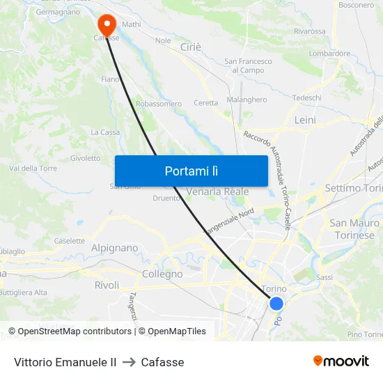Vittorio Emanuele II to Cafasse map