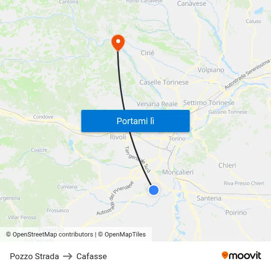 Pozzo Strada to Cafasse map