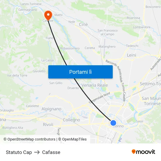 Statuto Cap to Cafasse map