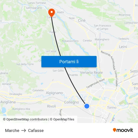 Marche to Cafasse map