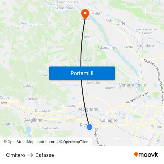 Cimitero to Cafasse map