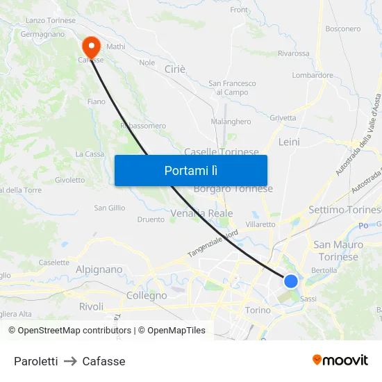 Paroletti to Cafasse map