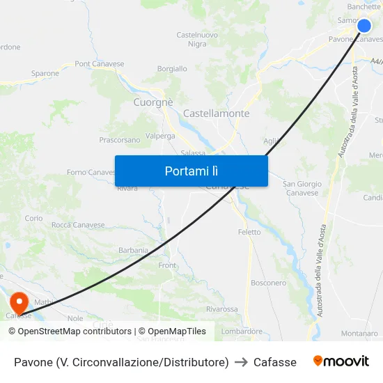 Pavone (V. Circonvallazione/Distributore) to Cafasse map