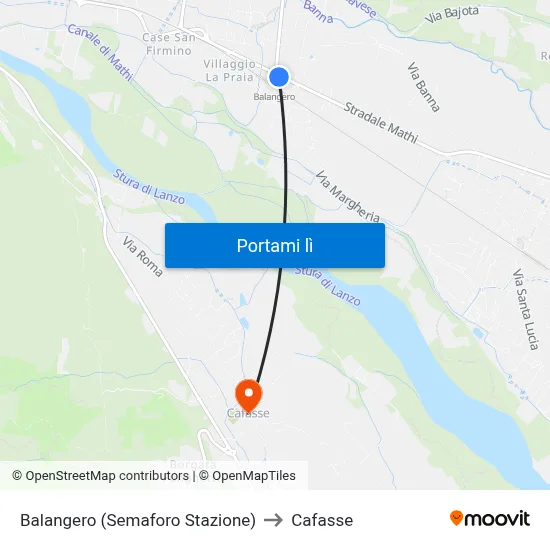 Balangero (Semaforo Stazione) to Cafasse map