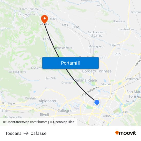 Toscana to Cafasse map