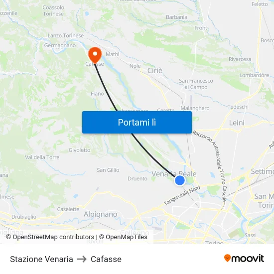 Stazione Venaria to Cafasse map