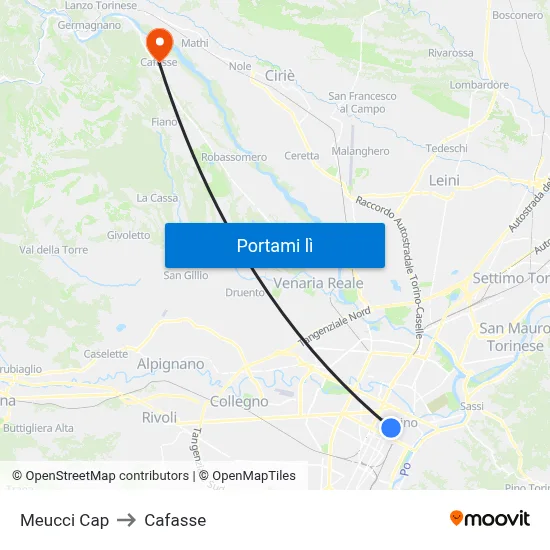 Meucci Cap to Cafasse map