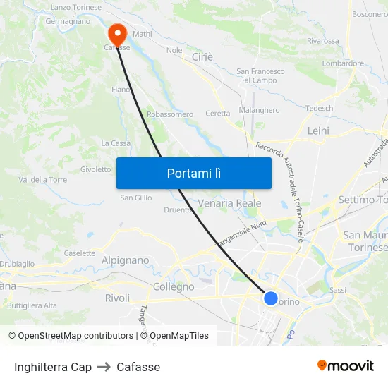 Inghilterra Cap to Cafasse map