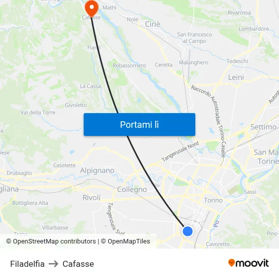 Filadelfia to Cafasse map