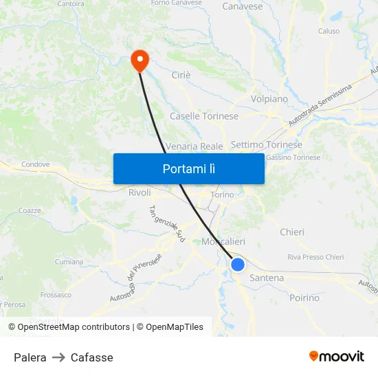 Palera to Cafasse map