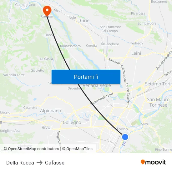 Della Rocca to Cafasse map