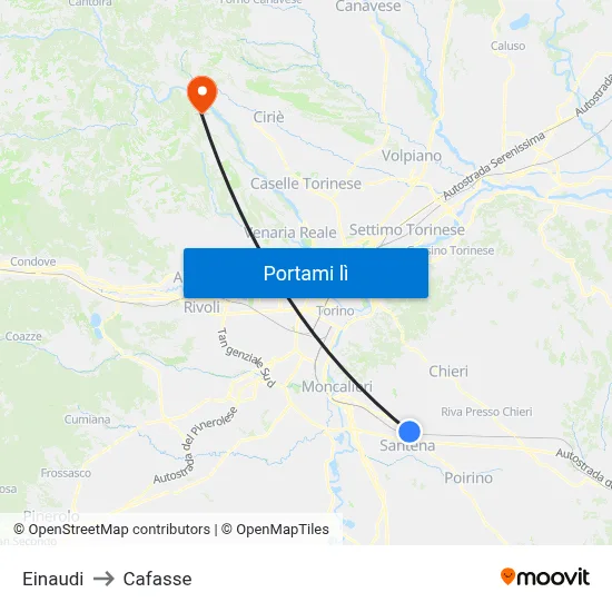 Einaudi to Cafasse map