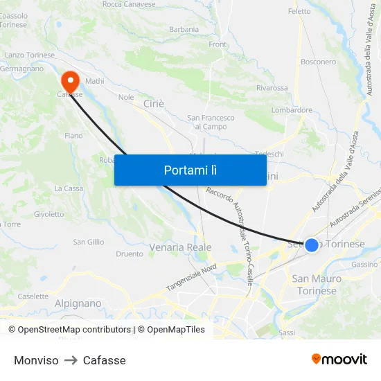 Monviso to Cafasse map