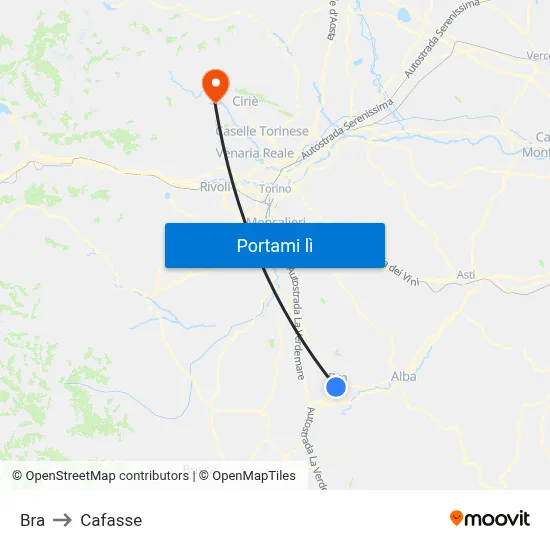 Bra to Cafasse map