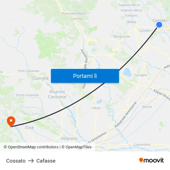Cossato to Cafasse map