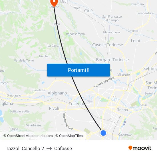 Tazzoli Cancello 2 to Cafasse map