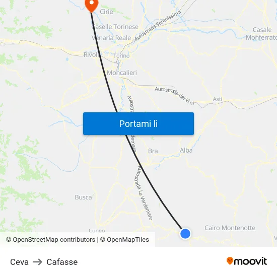 Ceva to Cafasse map