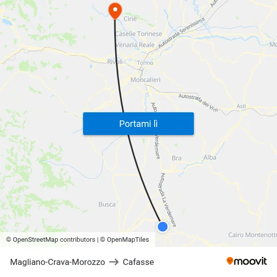 Magliano-Crava-Morozzo to Cafasse map