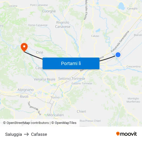 Saluggia to Cafasse map