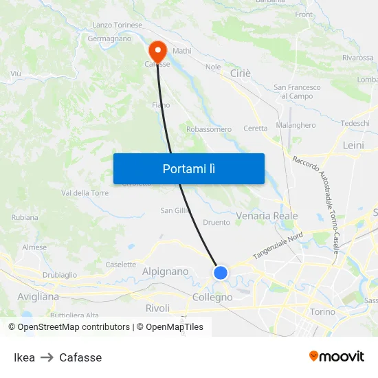 Ikea to Cafasse map