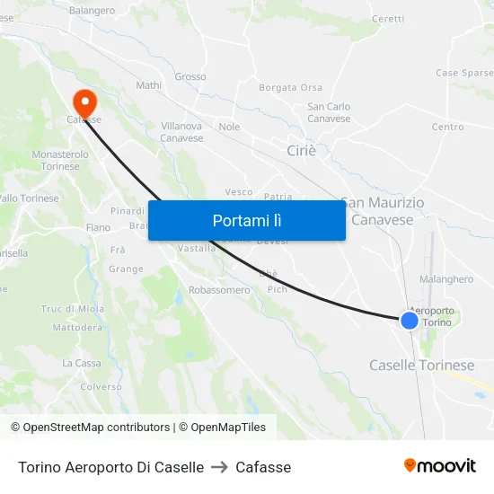 Torino Aeroporto Di Caselle to Cafasse map