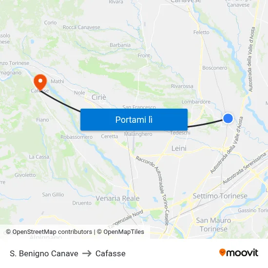 S. Benigno Canave to Cafasse map