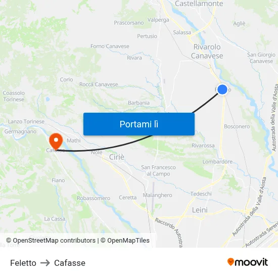 Feletto to Cafasse map
