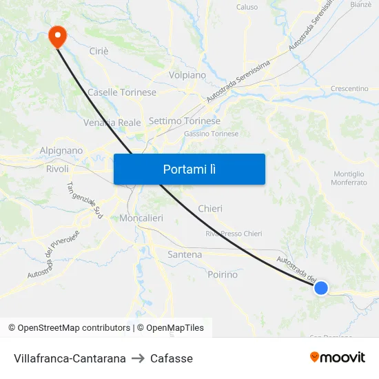 Villafranca-Cantarana to Cafasse map