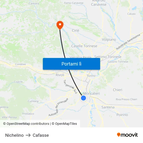 Nichelino to Cafasse map