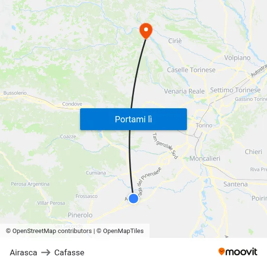 Airasca to Cafasse map