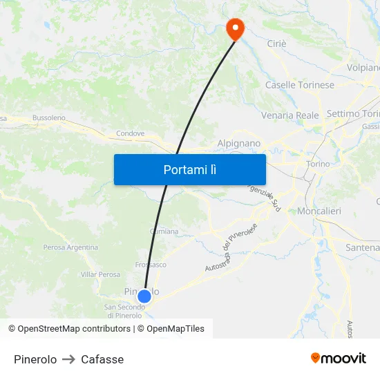 Pinerolo to Cafasse map