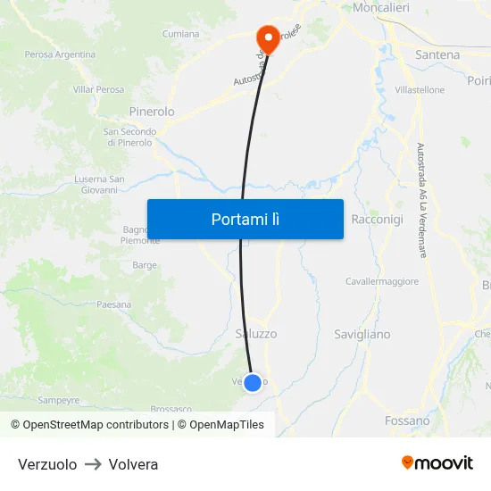 Verzuolo to Volvera map