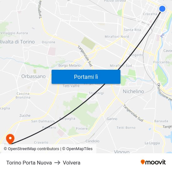 Torino Porta Nuova to Volvera map