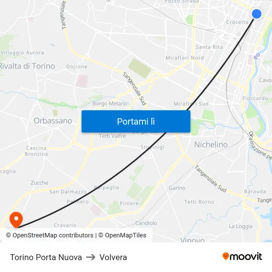 Torino Porta Nuova to Volvera map