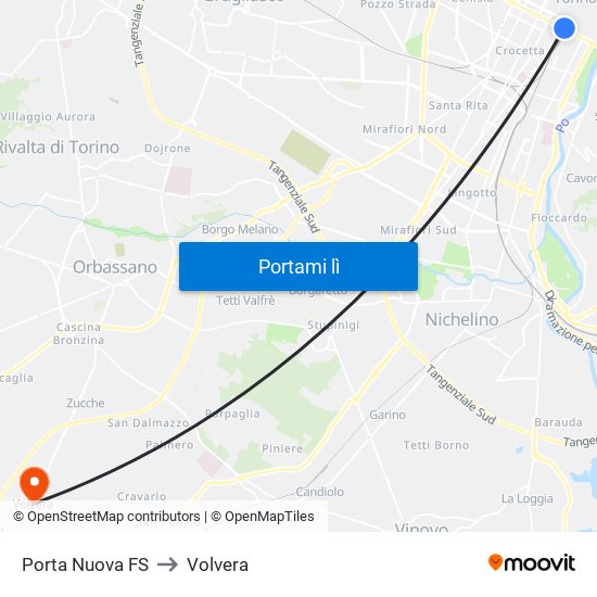 Porta Nuova FS to Volvera map
