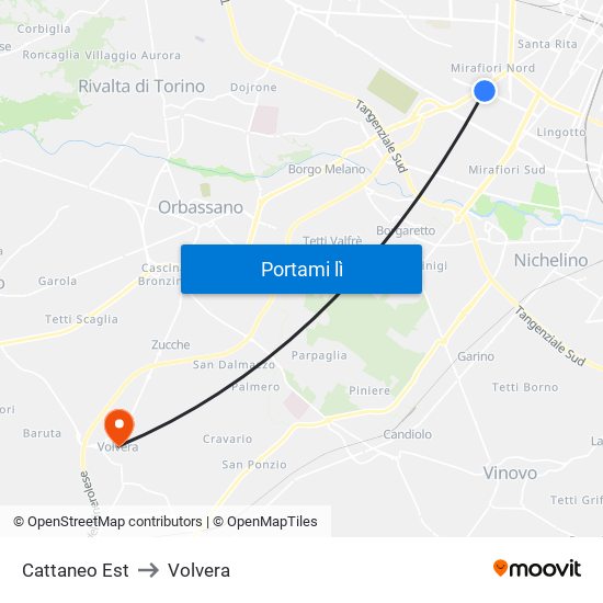 Cattaneo Est to Volvera map