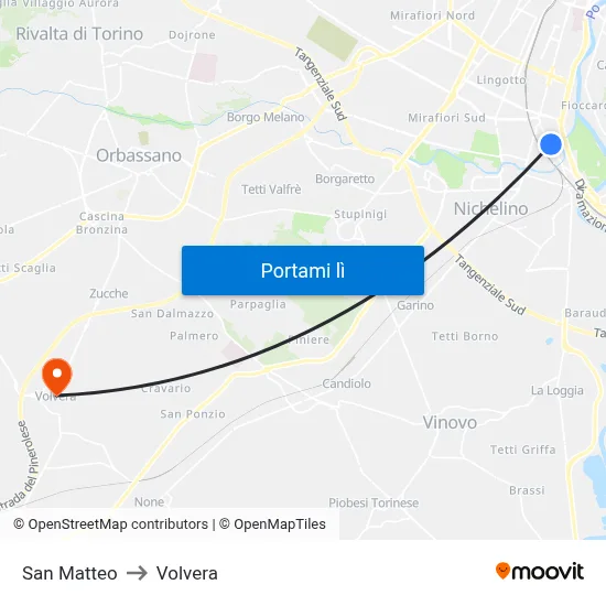 San Matteo to Volvera map