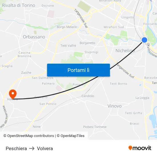 Peschiera to Volvera map