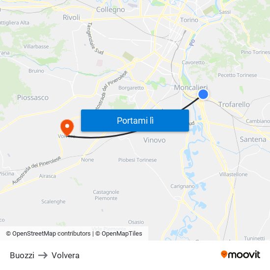 Buozzi to Volvera map