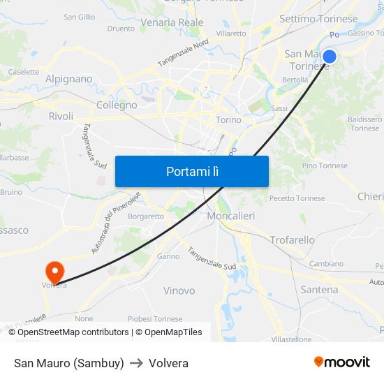 San Mauro (Sambuy) to Volvera map