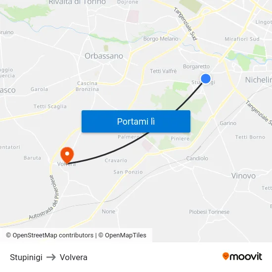 Stupinigi to Volvera map