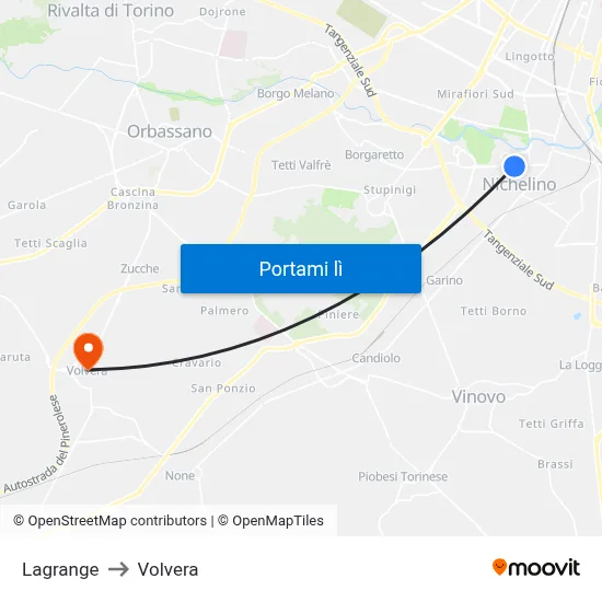 Lagrange to Volvera map