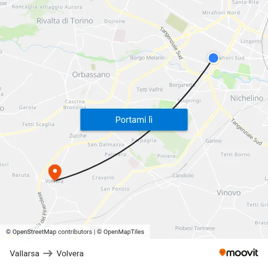 Vallarsa to Volvera map